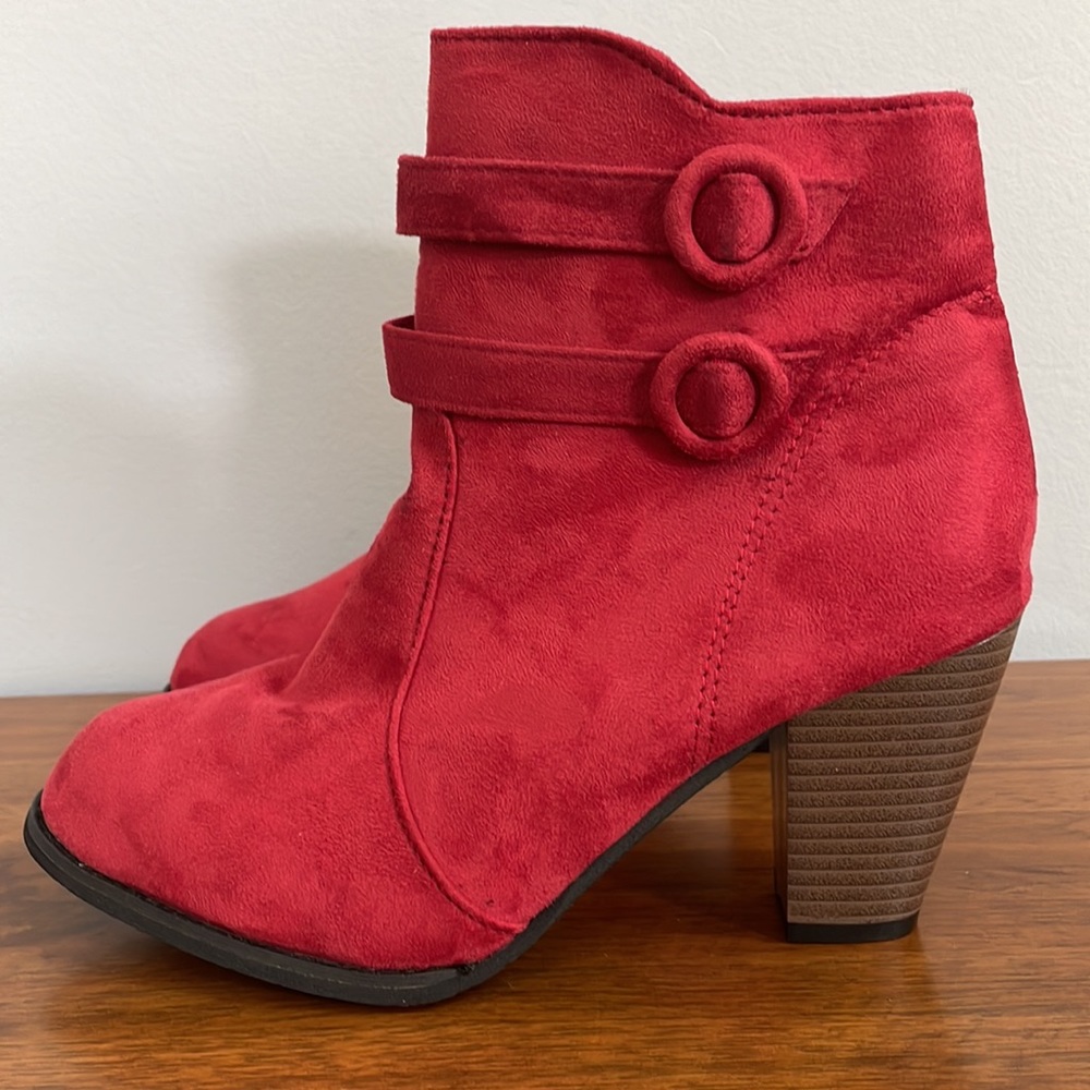 YAO FEI RED HIGH HEEL ANKLE BOOTS - Picture 4 of 16